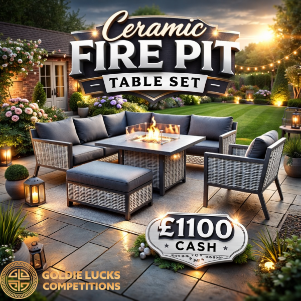 CERAMIC FIRE PIT 7 SEATER TABLE SET OR £1100 🪴